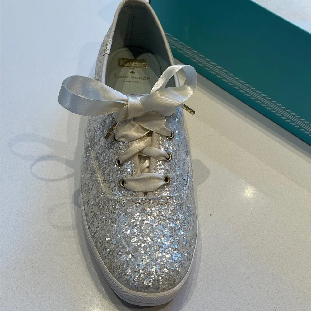 🆕 Keds & Kate Spade New York Champion Glitter Sneakers, Bridal, Cream, Size 10